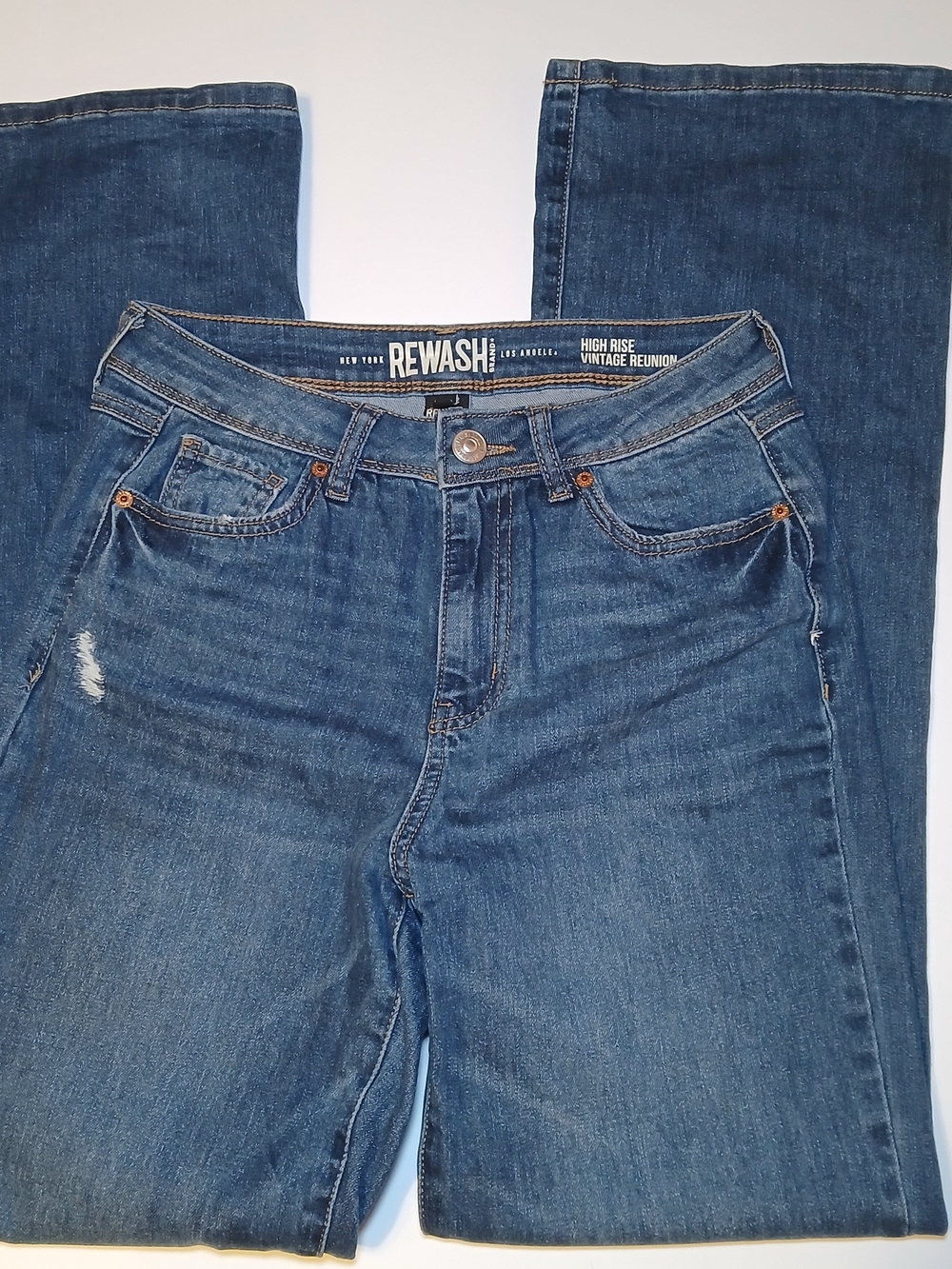 Rewash Blue High-Rise Straight Jeans